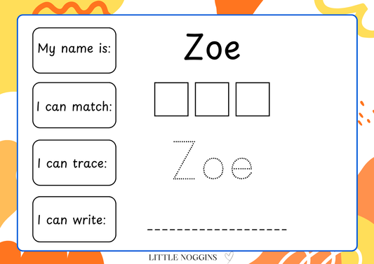 Name Writing Practice Sheet