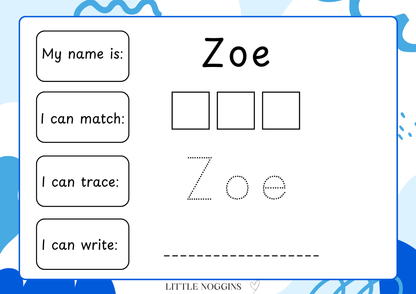 Name Writing Practice Sheet