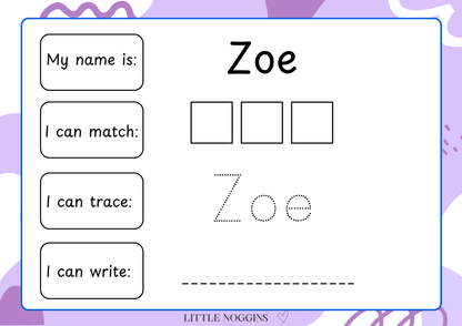 Name Writing Practice Sheet
