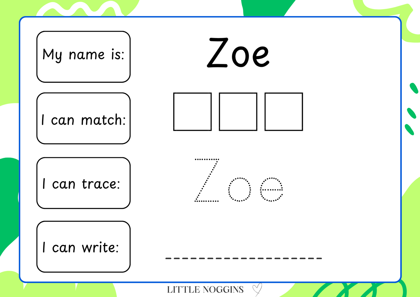 Name Writing Practice Sheet