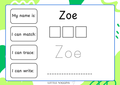 Name Writing Practice Sheet